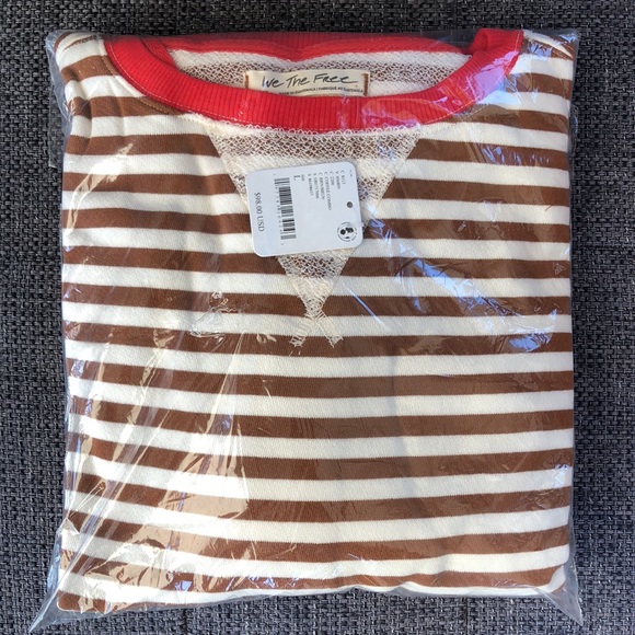 NWT Free People Classic Striped Oversized Crewneck - Picture 8 of 11